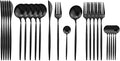 JASHII Black Flatware Serving Set 24 Piece, Stainless Steel Silverware Set by JASHII