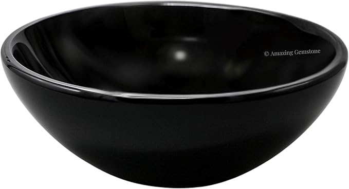 Black Obsidian Crystal Bowl - 3 Inch Decorative Bowls for Room and Home Decor - Gemstone Healing Crystals for Elegant Display, Positive Energy Balance and Gift