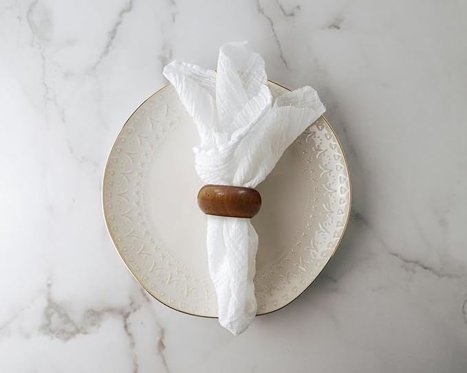 Handmade Wooden Napkin Ring Made by Artisan Beautifully Crafted and Designed in India Set of 12
