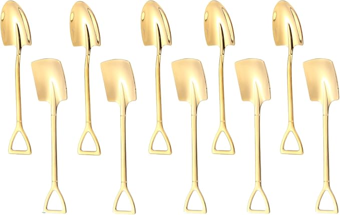 10Pcs Shovel Spoons Stainless Steel Spoon Reusable Dessert Spoons by Ruksifg