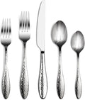 Alata Emma 40-Piece 18/10 Silverware Set, Hammered Flatware Set, Heavy Duty Stainless Steel Cutlery Set, Modern Kitchen Utensils, Dinnerware Sets Service for 8, Mirror Polished & Dishwasher Safe