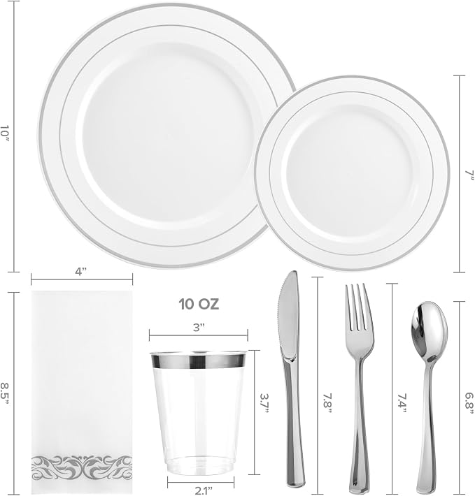 FOCUSLINE 175 Count Silver Dinnerware Set - Image 2