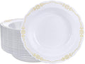 DaYammi 30 Pack Plastic Bowls with Gold Rim, 12oz Disposable Soup Bowls, Gold Bowls Disposable Heavy Duty Dinner Bowl for Wedding, Serving bowls for Party, Dinners, Catering and Everyday Use