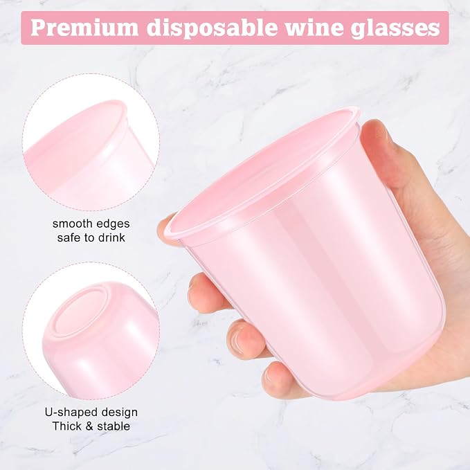 Ziliny 50pcs Disposable Stemless Glasses 12oz Crystal Plastic Wine Glasses - Image 4