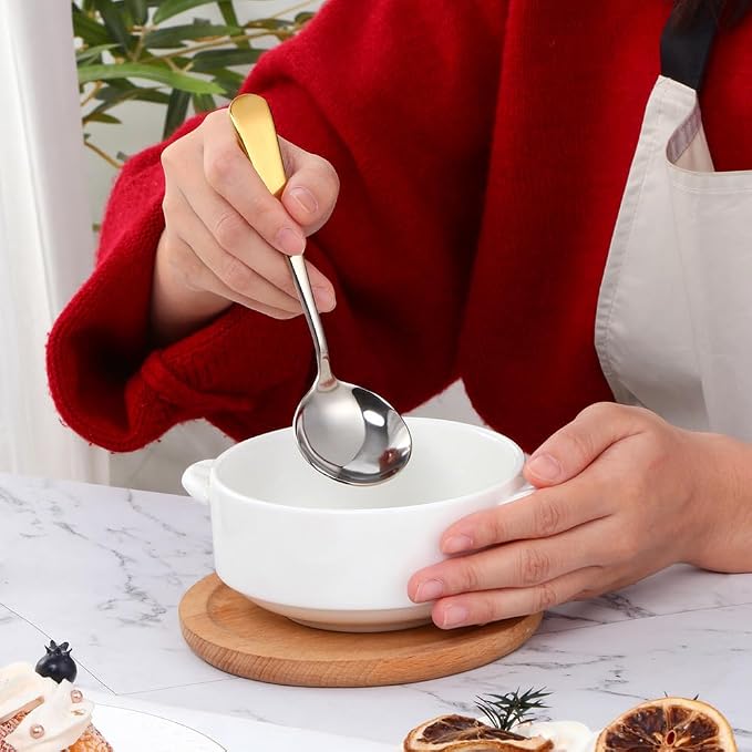 Broth Round Spoon Set, 12-Piece Reusable Stainless Steel Dinner Table Cereal - Image 8