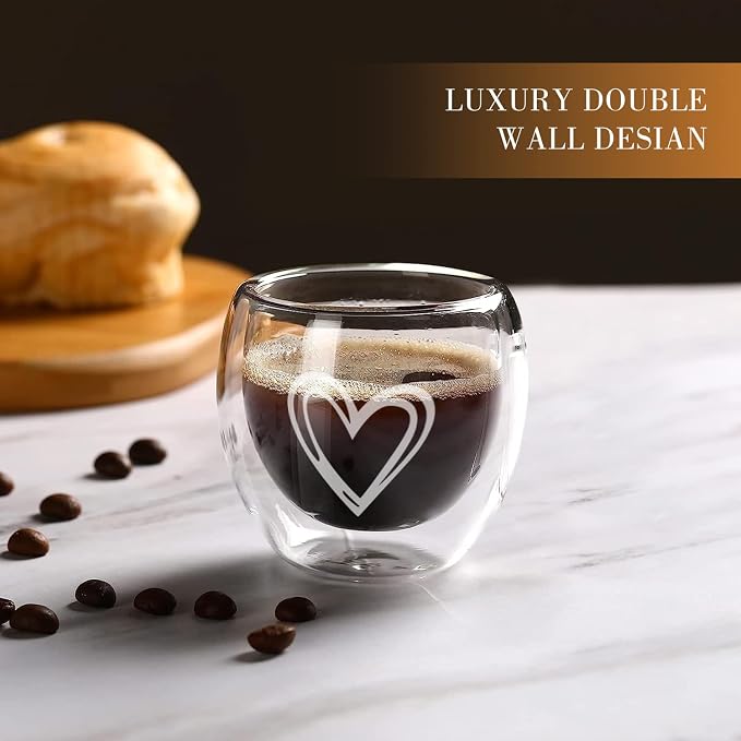 Gute 4Pcs Double Wall Glass Espresso Cups, Heat Resistant, Dishwasher Safe - Image 5