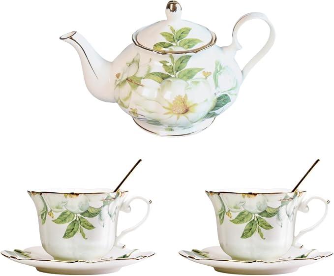 Vintage Floral Porcelain Bone China Tea Set by Unknown