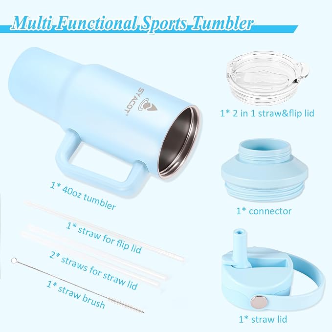 40 oz Tumbler with Handle and Straw or Convert to 40 oz Insulated Water Bottle - Image 7
