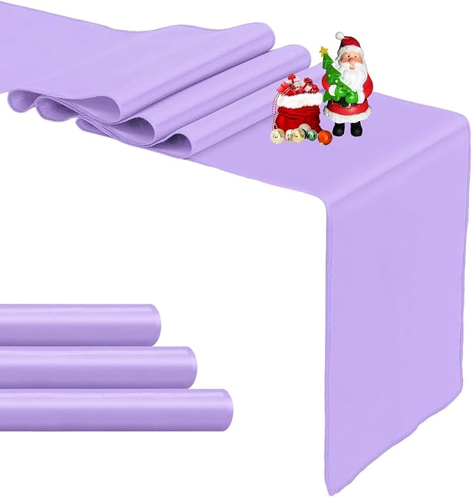 4-Pack Lavender Satin Table Runner 12 x 108 Inch Long Bright and Smooth Silk by Pufogu