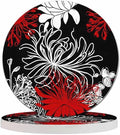 Chrysanthemum Flower Drink Coasters Modern Monochrome Peonies Spring Floral Blossom Housewarming Presentss for New Home Present for Friends,2 Pcs,4 X 4 X 0.35 Inches