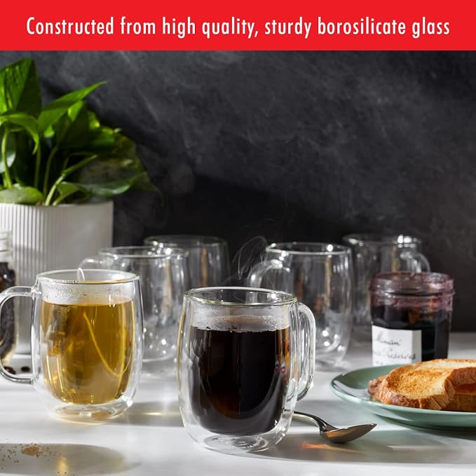 ZWILLING Sorrento Plus 8-pc Double-Wall Glass Coffee Mug Set - Image 3