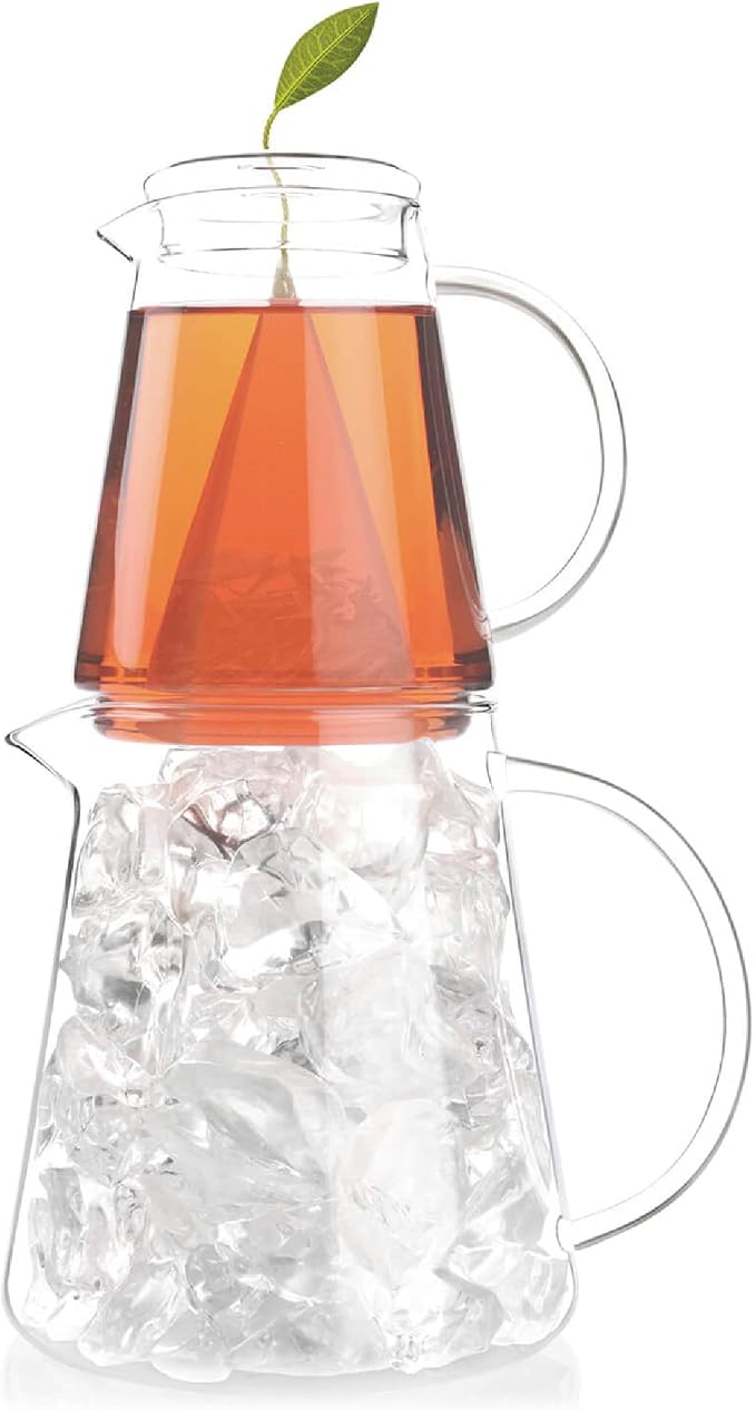 Tea Forte Tea Over Ice Steeping Pitcher Set, 2 Piece | Steeping Lidded Pitchers by TeaForte