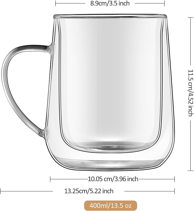 Joeyan Clear Double Walled Glass Coffee Mugs, Double Layer Tea Latte Cappuccino - Image 7