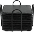 8 Pack 4 Inch Square Black Slate Coasters Set by SIJDIEE