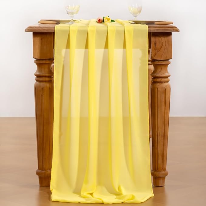 Yellow Chiffon Table Runner Summer Boho Wedding Birthday Party Decor | 10ft - Image 3