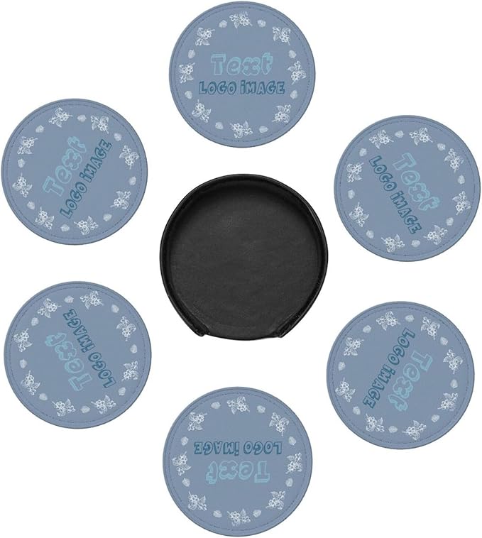 Personalized Coaster, Personalized Coasters Set of 6, Custom Leather Coasters Text/Logo/Image, Leather Set, Customer Business Gifts, Wedding Favor Coaster, Gift for Anniversary New Year