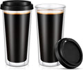 Honeydak 2 Pack 16 oz Double Walled Glass Coffee Mugs by Honeydak