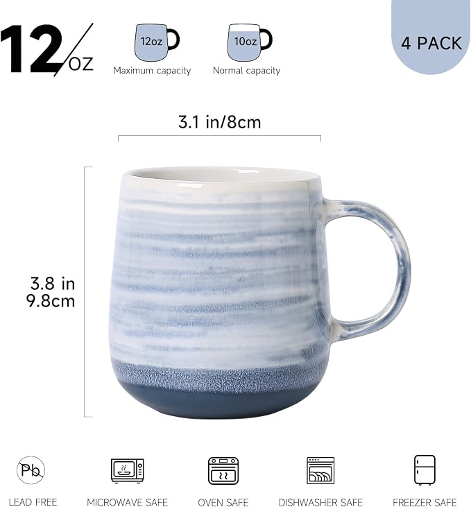 Coffee Mugs, 12oz Modern Cups - Image 3