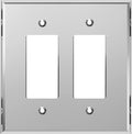 LIDER Reflective Acrylic Decorator Wall Plate, Mirrored Light Switch Plate, Plexiglass Outlet Cover, Acrylic Glass, Oversized 2-Gang 5.25" x 5.25", LWP-32O-ASV, Silver