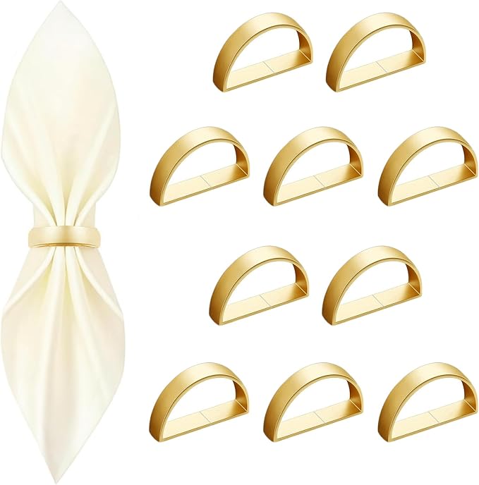 10 Pcs Gold Napkin Rings by Unknown