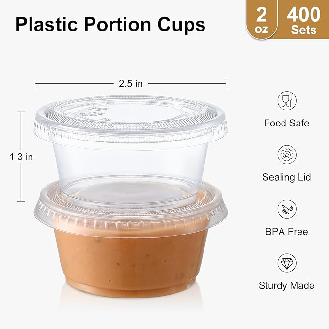 AOZITA 400 Set 2 oz Jello Shot Cups - Image 3