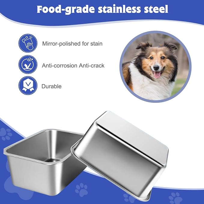 1.25 Gallon Dog Water Bowl, 2 Pack Stainless Steel Dog Bowls | 12.6 x 8.7 x 3.9 - Image 6