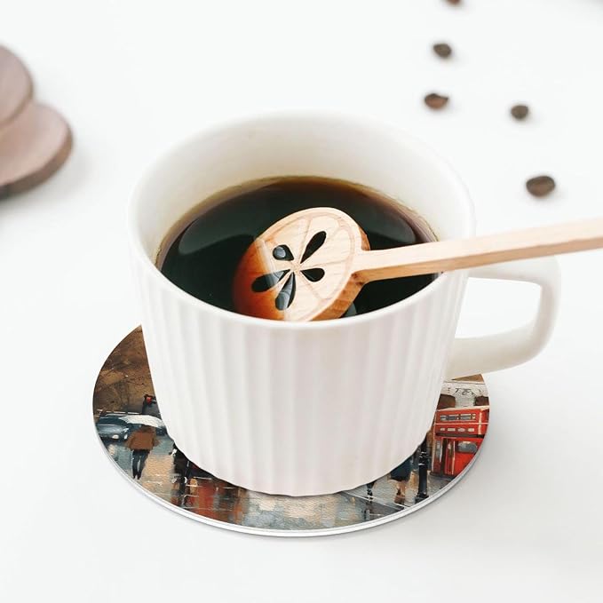 4Pcs Leather Coaster for Drinks London Impression Cup Coasters Aesthetic Drink - Image 5