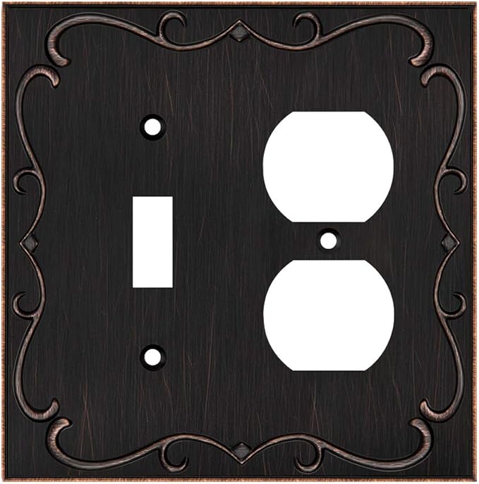 French Cabriole Decorative Wall Plate Switch Plate Outlet Cover (Toggle/Duplex, Aged Bronze)