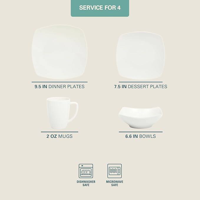 Gibson Home Zen Buffet White Porcelain Dinnerware Set - Image 2