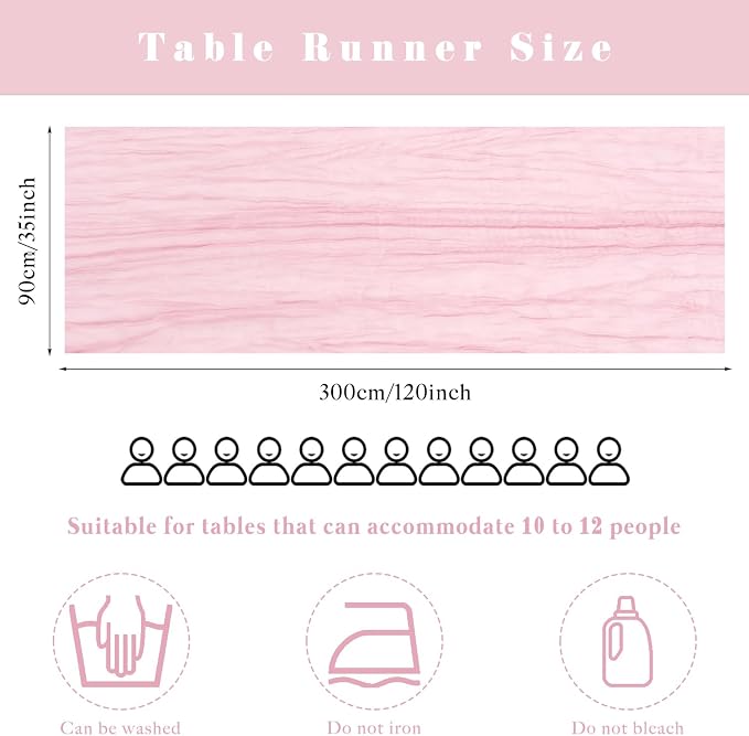 Light Pink Cheesecloth Table Runner 10FT Runner - Image 3