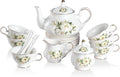Sweejar Porcelain Tea Set Vintage Floral, British Relief Gold Rim Teapot Cup by Sweejarco1949