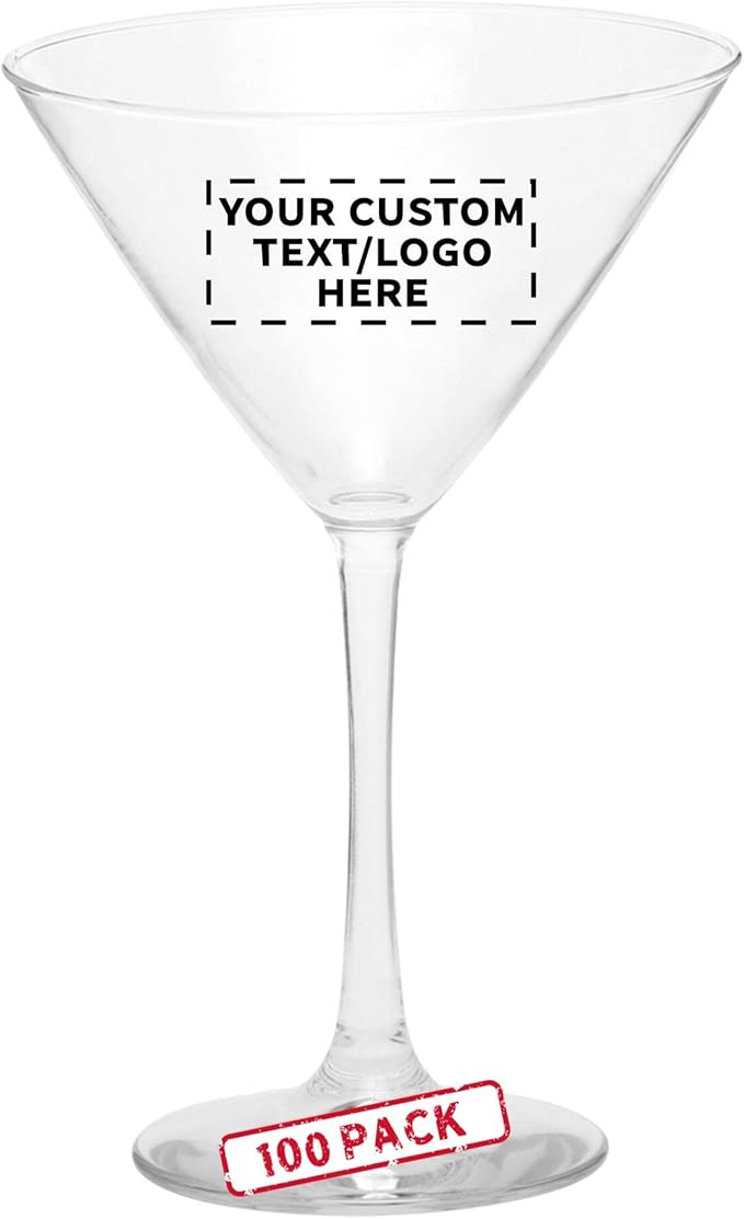 Custom Martini Glasses by ARC 10 oz. Set of 100, Personalized Bulk Pack - Perfect for Hotel, Bar, Restaurant or Lounge - Clear