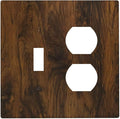 Light Switch Cover Plate Brown Rustic Wood Grain Vintage Wooden Texture 2 Gang Decorative Switch Plates 1 Toggle Duplex Combo Outlet Covers GFCI Wall Plates for Cabin Bedroom Decor