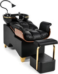 Shampoo Bowl and Chair Set for Salon, Hair Washing Station Barber Backwash Unit by Oakvera