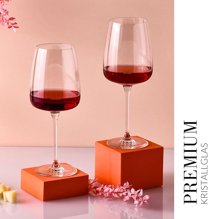 Krosno Red Wine Glasses, Set of 4, 20.3 oz, Modern Collection, Versatile and Durable Crystalline Glass, Pristine Clarity and Long-Lasting Shine, Dishwasher Safe, Made in Europe
