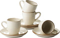 famiware 3oz Espresso Cups and Saucers, Vanilla White | Ceramic Small Coffee Mug by Famiware