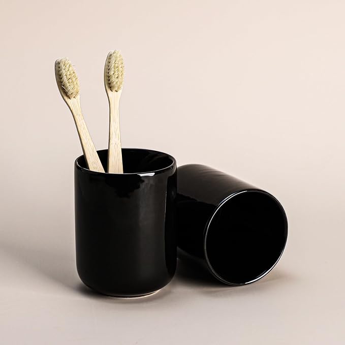 Gaolinci 2 Pcs Simple Solid Color Ceramic Mouthwash Cups, Bathroom Brushing Cup - Image 7