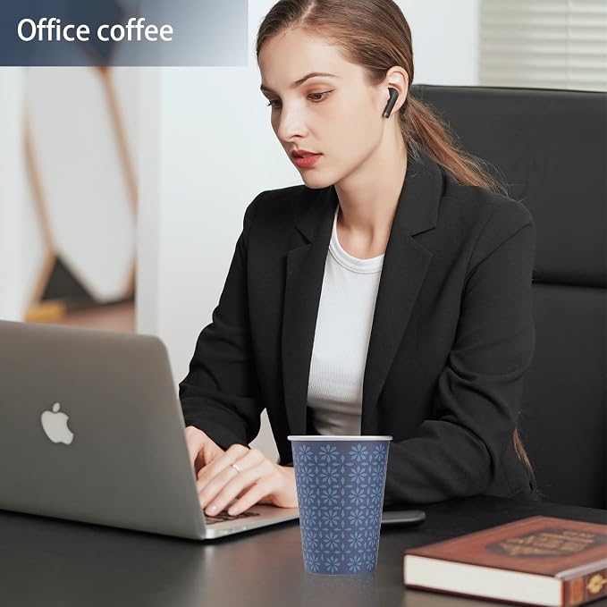 Clawsoff 240 Pack Paper Cups 10 oz Bulk Disposable Coffee Cups Navy Floral | - Image 7