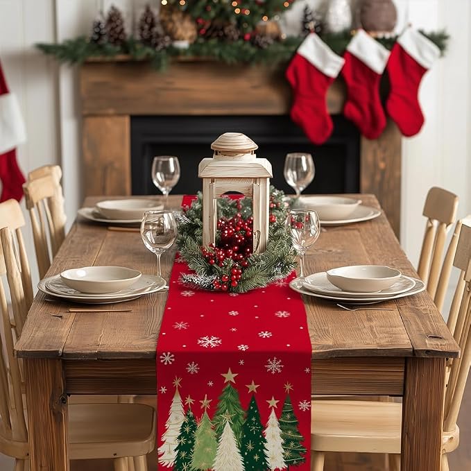 Christmas Table Runner 13x90 Inch, Xmas Trees Snowflakes Holiday Decorative - Image 3