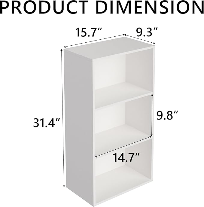 Wooden 3 Cube Storage Organizer, 3 Tier Low Bookcase Freestanding Storage Display Organizer,Versatile Cubes Shelf and Cubby Unit for Any Space 15.7inch