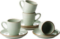 famiware 3oz Espresso Cups and Saucers, Light Green | Ceramic Small Coffee Mug by Famiware