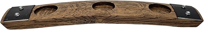 Barrel Stave Premium 3 Glass Whiskey, Bourbon, Scotch Flight Serving Tray, (No Glasses,Dark Walnut)