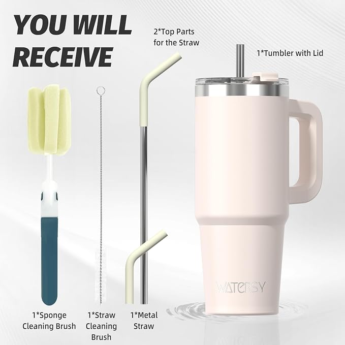 30 oz Tumbler with Handle, Tumbler with Lid and Straw, Double Wall Insulated - Image 3