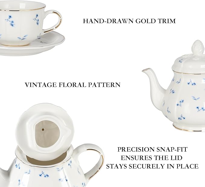 Sweejar 23 Pcs Floral Tea Sets - Image 4