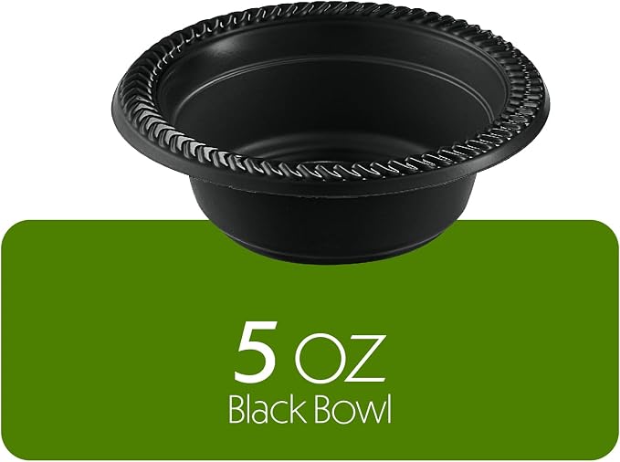 PLASTICPRO 400 PCS Black Plastic Bowls Light Weight 5 oz Small Plastic Soup - Image 5