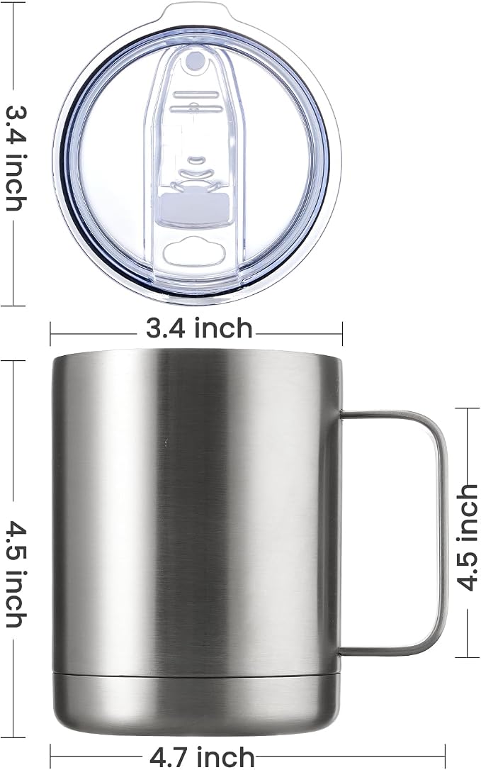 MEWAY 12oz Coffee Mug With Handle, Stainless Steel Insulated Travel Tumblers - Image 4