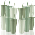 Skylety 12 Pcs Sage Green Plastic Cups by Skylety