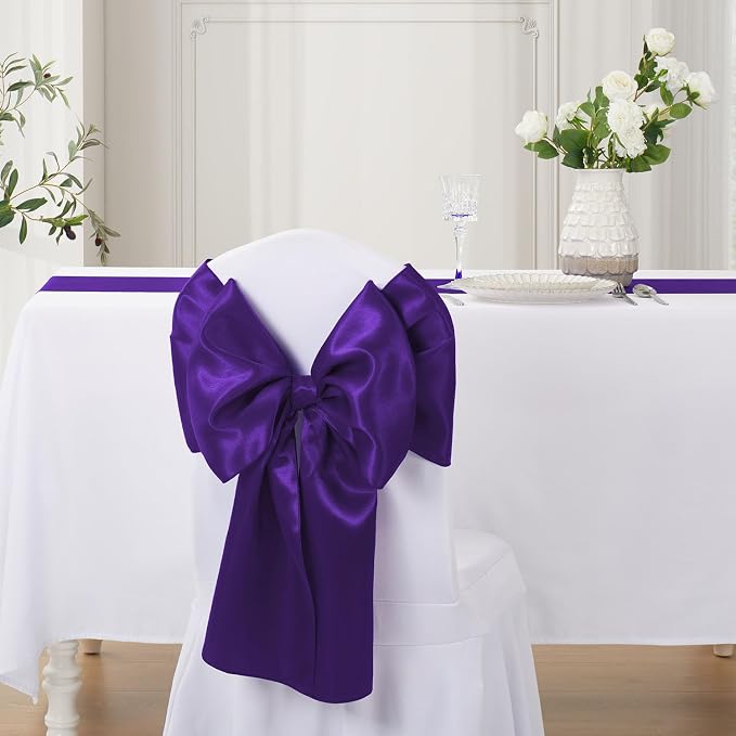 Purple Satin Table Runner, 12x108 Inches, 4 Pack | Premium Satin, Smooth - Image 4