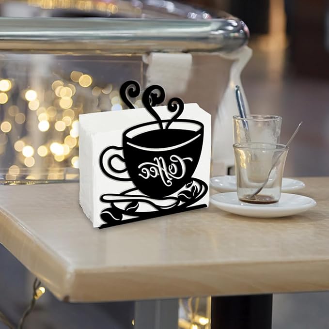 SUPERDANT Coffee Cup Napkin Holder for Tables Coffee Metal Kitchen Napkin Holder Vintage Tabletop Tissue Stand Rustic Cloth Napkins Holders Farmhouse Restaurants Hotel Party Table Decor