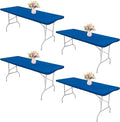 4 Pack Spandex Tablecloth Table Top Cap Cover Washable Elastic Rectangle Tablecloth for 6 FT Folding Tables for Indoor Outdoor Party (72 x 30 Inches, Blue)